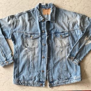 Like-new Jack & Jones Distressed Denim Jacket, XXL